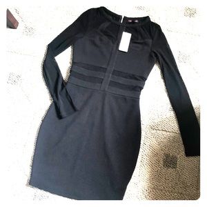 Material Girl Black Dress w/ Mesh Sleeves